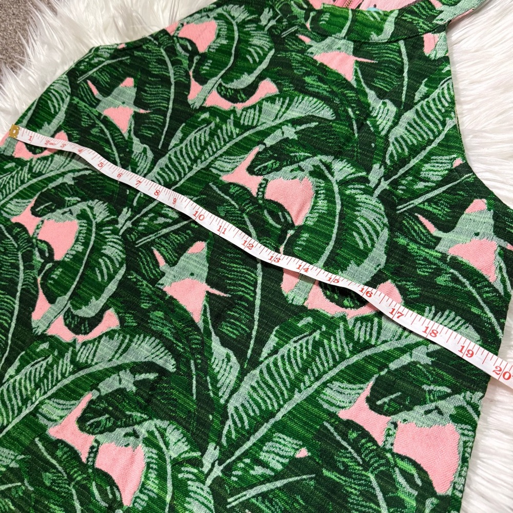 Judith March Lady of Summer palm print mini dress high neck green and pink large - Picture 9 of 13